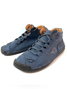 Men’s Blue Lace Up Ankle Boots Fashion Sport Hand Stitched Size 11 NWOB